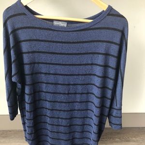Market and Spruce navy striped 3/4 length tee